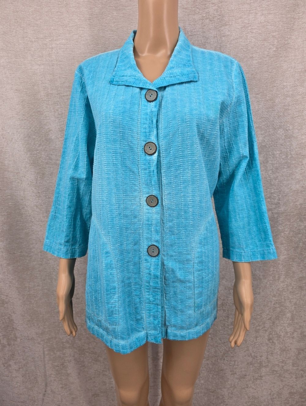 Focus Casual Life Cotton Lightweight Textured Blue Shirt with Pockets